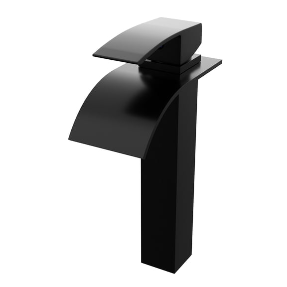 Novatto GF-136MB Eclipse Single Hole Waterfall Bathroom Faucet, Matte Black