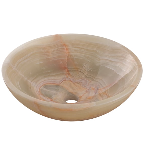 Novatto NOSV-GO Green Onyx Natural Stone Vessel Sink, 17-Inch Diameter