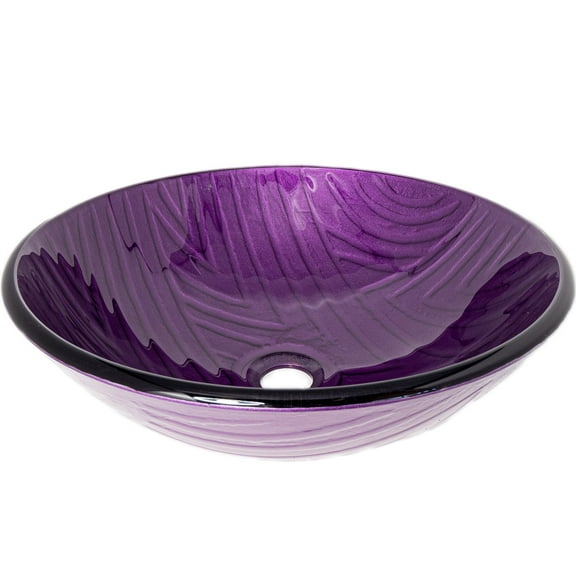 Novatto Viola TIG-8123P Hand Painted Purple Glass Vessel Sink, 16.5-inch Diameter