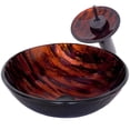 thumbnail image 1 of Novatto MIMETICA NSFC-025001ORB Brown/Copper Painted Glass Vessel Bathroom Sink Set w/ Faucet, Drain and Mounting Ring, Oil Rubbed Bronze, 1 of 12