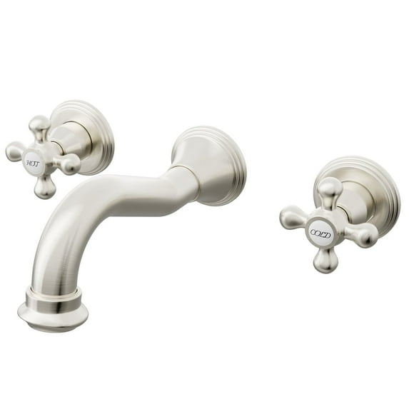 Novatto NBF-W03BN RIA Two Handle Wall Mount Bathroom Faucet in Brushed Nickel
