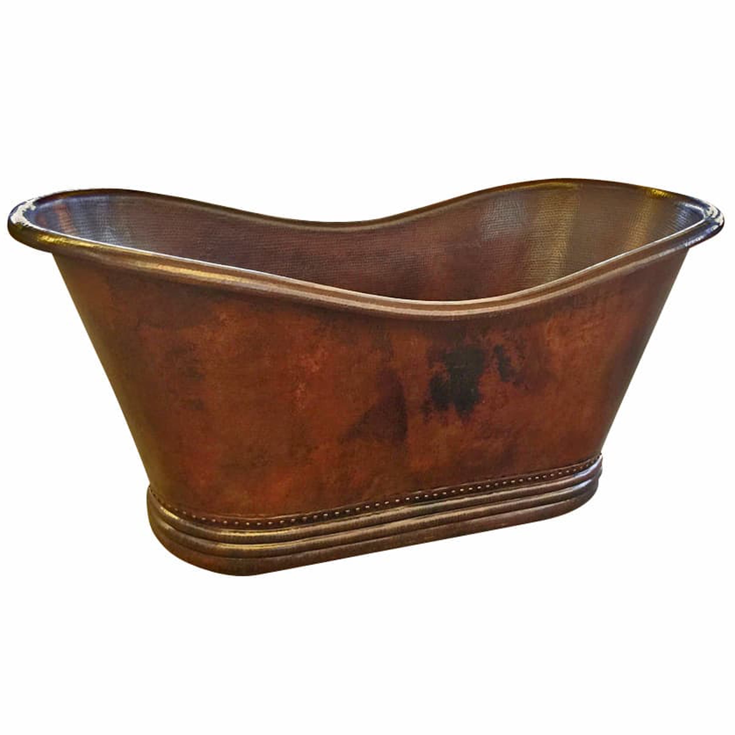 60'' Antique Hammered Copper Freestanding Soaking Bathtub