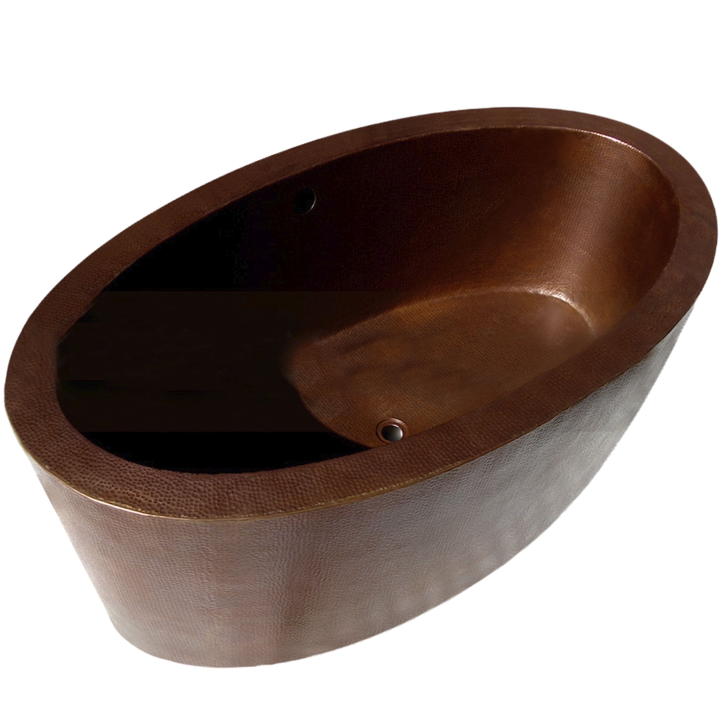 64'' Freestanding Oval Copper Bathtub with Antique Finish