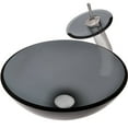 thumbnail image 1 of Novatto NSFC-168G001BNS Nera Clear Slate Gray Glass Vessel Sink Combo Set with Brushed Nickel Faucet, Drain and Mounting Ring, 1 of 4
