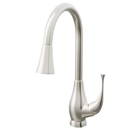 NKF-H24BN Single Lever Pull-down Kitchen Faucet, Brushed Nickel Finish