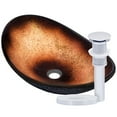 thumbnail image 1 of Novatto NOHP-G008-8031CH Rena Copper and Black Painted Oval Glass Vessel Sink with Chrome Pop-Up Drain, Mounting Ring, 1 of 3