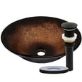 thumbnail image 1 of Novatto NOHP-G008MB Sanguinello Copper/Black Hand Painted Glass Vessel Bath Sink with Black Pop-Up Drain, Mounting Ring, 1 of 7
