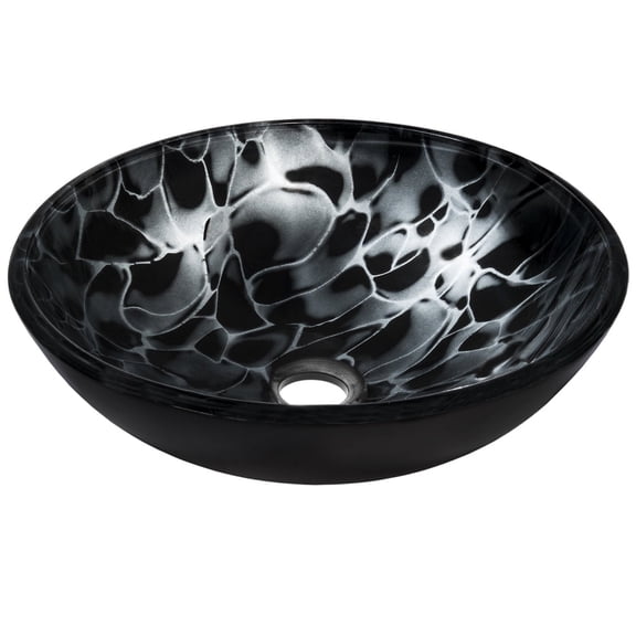 Novatto NOHP-G012 TARTARUGA Black and Silver Painted Glass Vessel Sink, 16.5-Inch Diameter