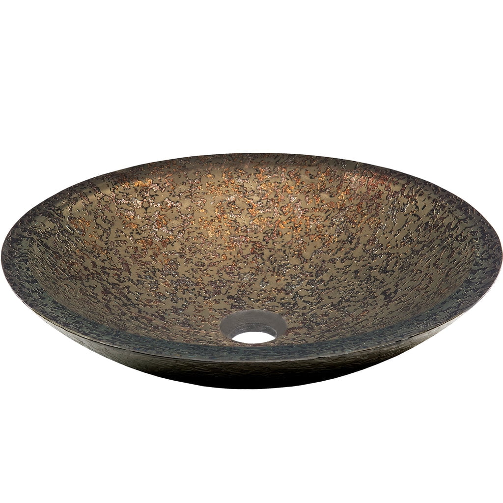 Laghetto Forest Green and Gold Hand Painted Glass Vessel Sink