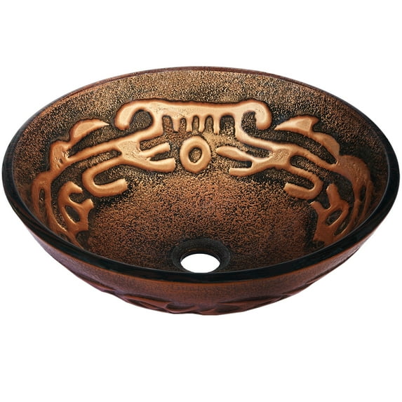 Novatto Mosaico NOHP-G032 Brown/Tan Mosaic Painted Glass Vessel bathroom Sink, 16.5-Inch Diameter