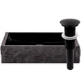thumbnail image 1 of Novatto NOSV-ANSQMB Square Black Granite Vessel Sink with Natural Chiseled Exterior, Matte Black Umbrella Drain, 1 of 4