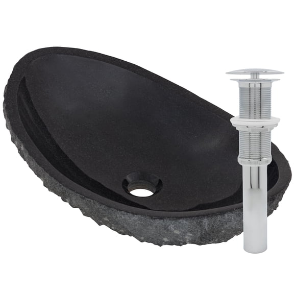 Novatto NOSV-ASCH Absolute Natural Granite Slipper Vessel Sink with Chrome Umbrella Drain