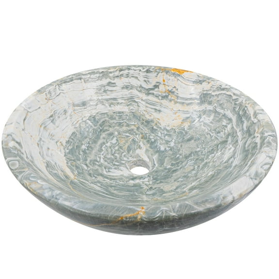 Novatto NOSV-BO Blue Onyx Natural Stone Vessel Sink, 17-Inch Diameter