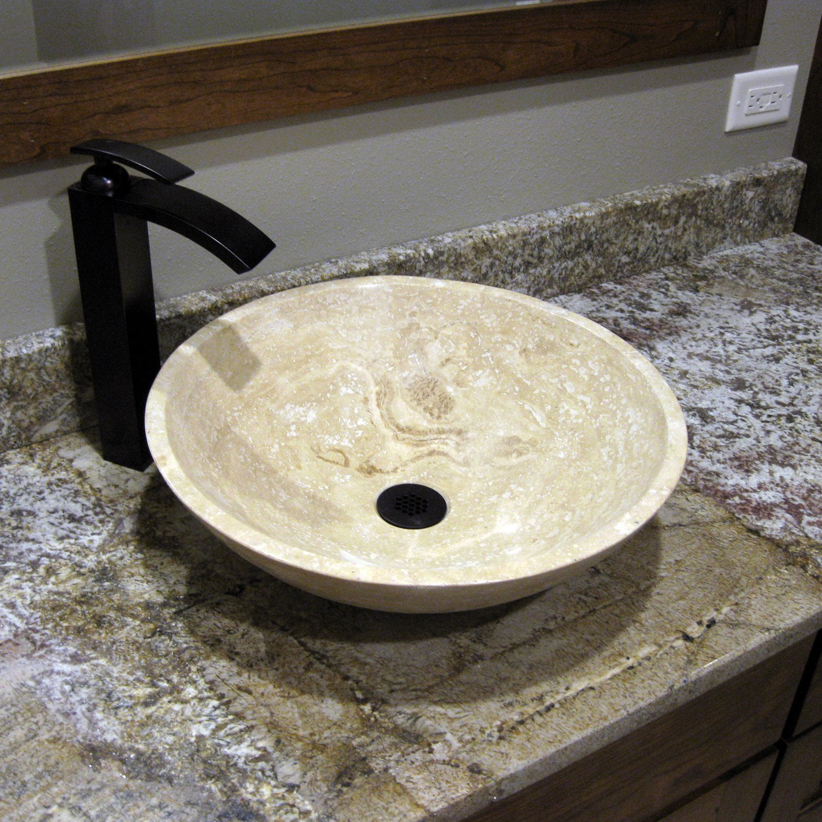 Novatto Beige Travertine Vessel Bathroom Sink - Walmart.com