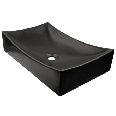 Novatto NP-01141MB Modern Matte Black Porcelain Vessel Sink, No Overflow