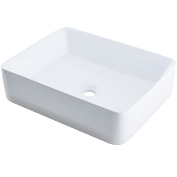 Novatto NP-01321 Rectangular White Porcelain Vessel Sink, No Overflow