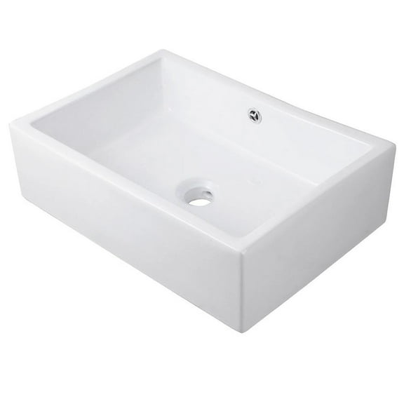 Novatto NP-018131 Rectangular White Porcelain Sink with Overflow
