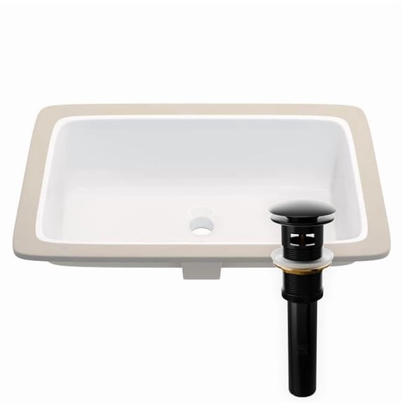 Novatto NP-U233921MB Novatto NP-U233921MB Rectangular White Undermount Sink with Matte Overflow Drain