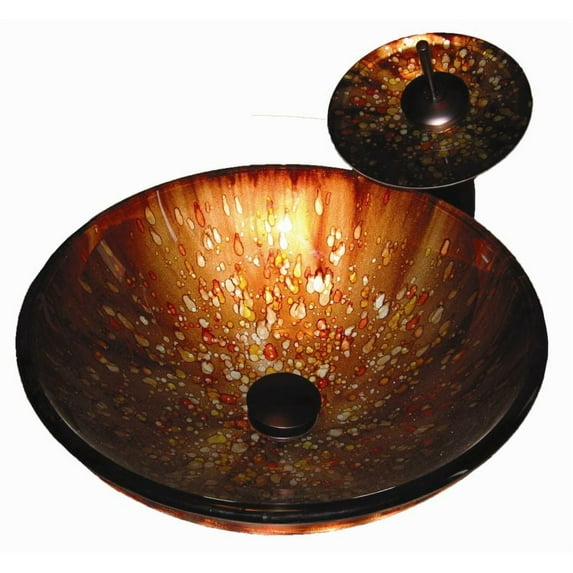Novatto NSFC-027001ORB Distorto Round Glass Vessel Sink/Faucet Combination Set
