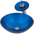 thumbnail image 1 of Novatto NSFC-S132001BN Verdazzurro Blue Foil Painted Glass Vessel Sink with Brushed Nickel Faucet, Drain, Mounting Ring, 1 of 8