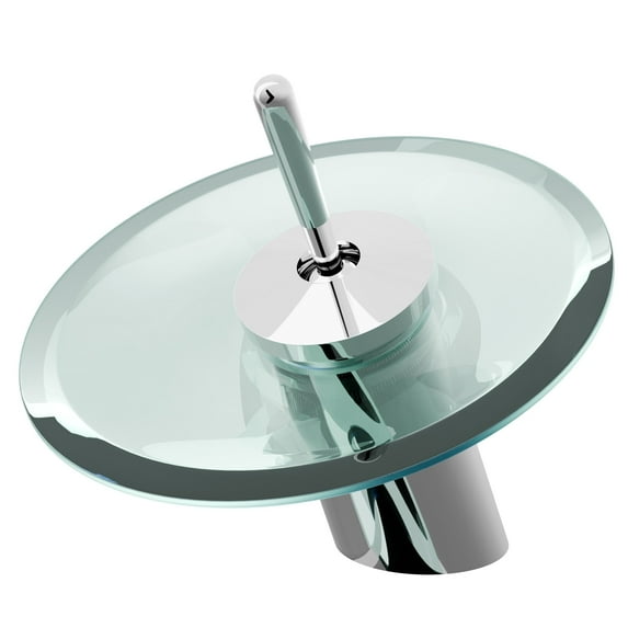 Novatto GF-002CH-C Refresh Single Lever Waterfall Lav Faucet, Chrome/ Clear Glass