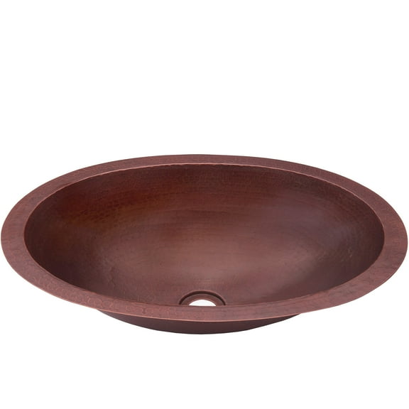 Novatto TCU-002AN Quito Oval Copper Bath Sink with Antique Finish, 19-Inch Width