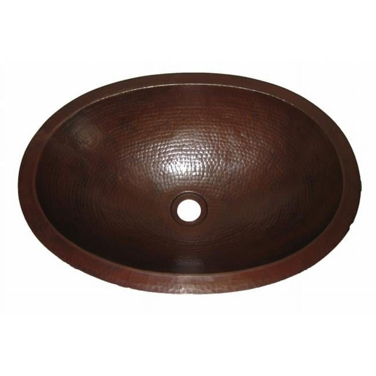 Antique Hammered Copper Oval Undermount Bathroom Sink