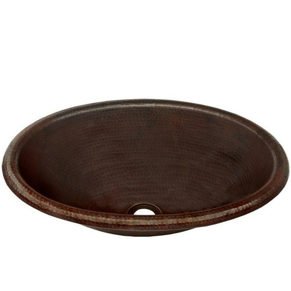 Novatto TCU-003AN Cordoba Rolled Drop-In Oval Copper Bathroom Sink with Antique Finish, 19-Inch Width