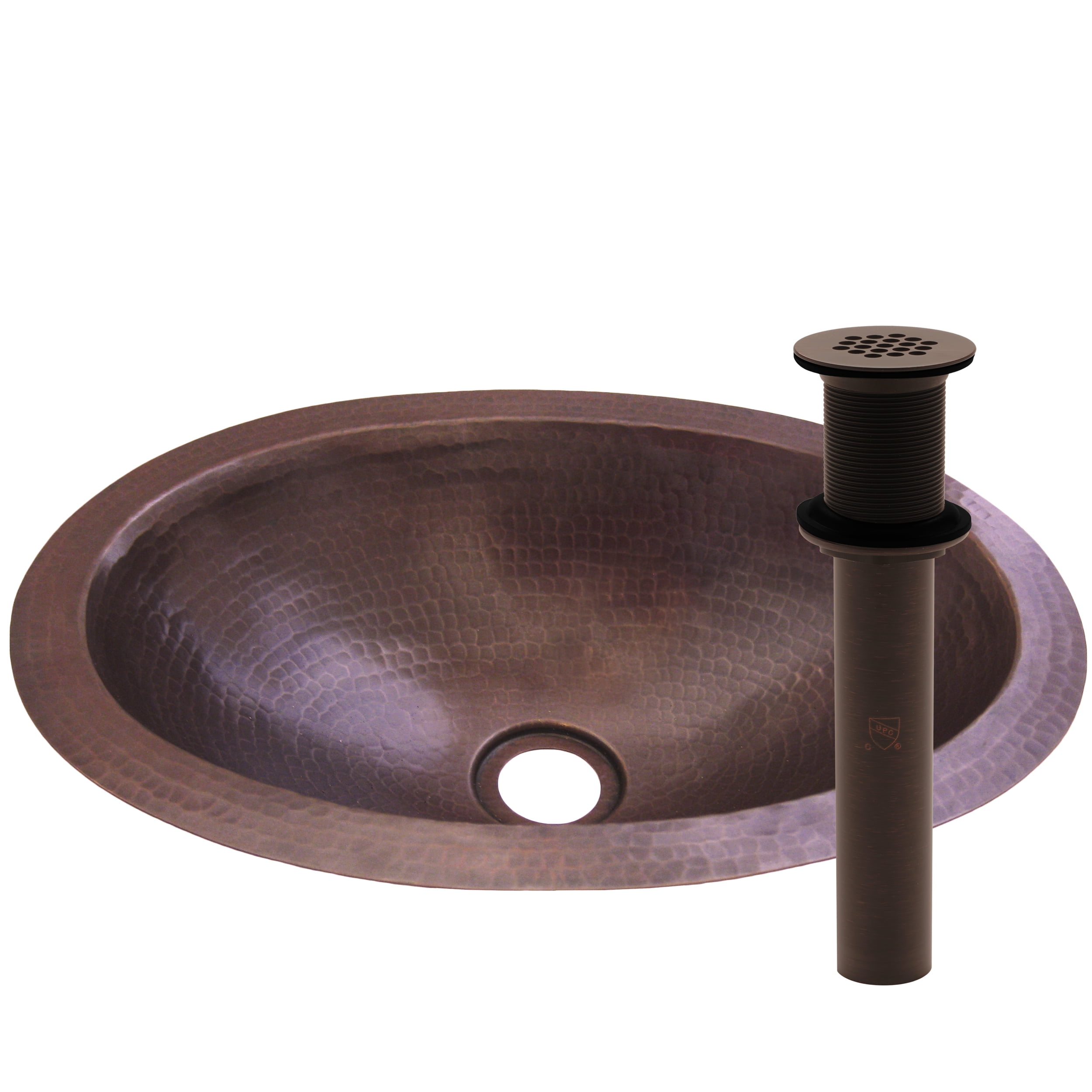 Quito 11'' Hammered Copper Oval Drop-in Bathroom Sink
