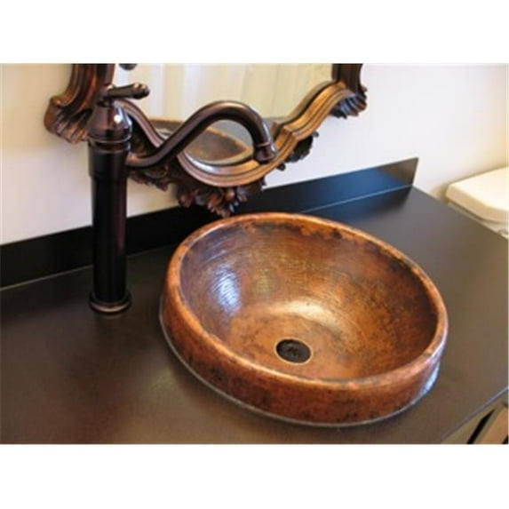 Novatto TCU-014NA GRANADA Round Surface Mount Copper Sink with Natural Finish 17-Inch Diameter Copper Brown