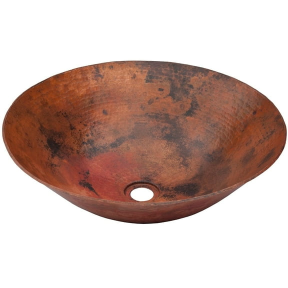 Novatto TCV-002NA Catalonia Round Copper Bath Vessel Sink with Natural Finish, 18-Inch Diameter