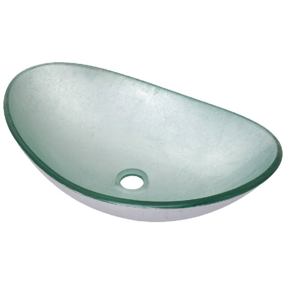 Novatto ARGENTO TIG-7032-8031 Fluorescent Silver Foil Painted Oval Slipper Glass Vessel Bath Sink
