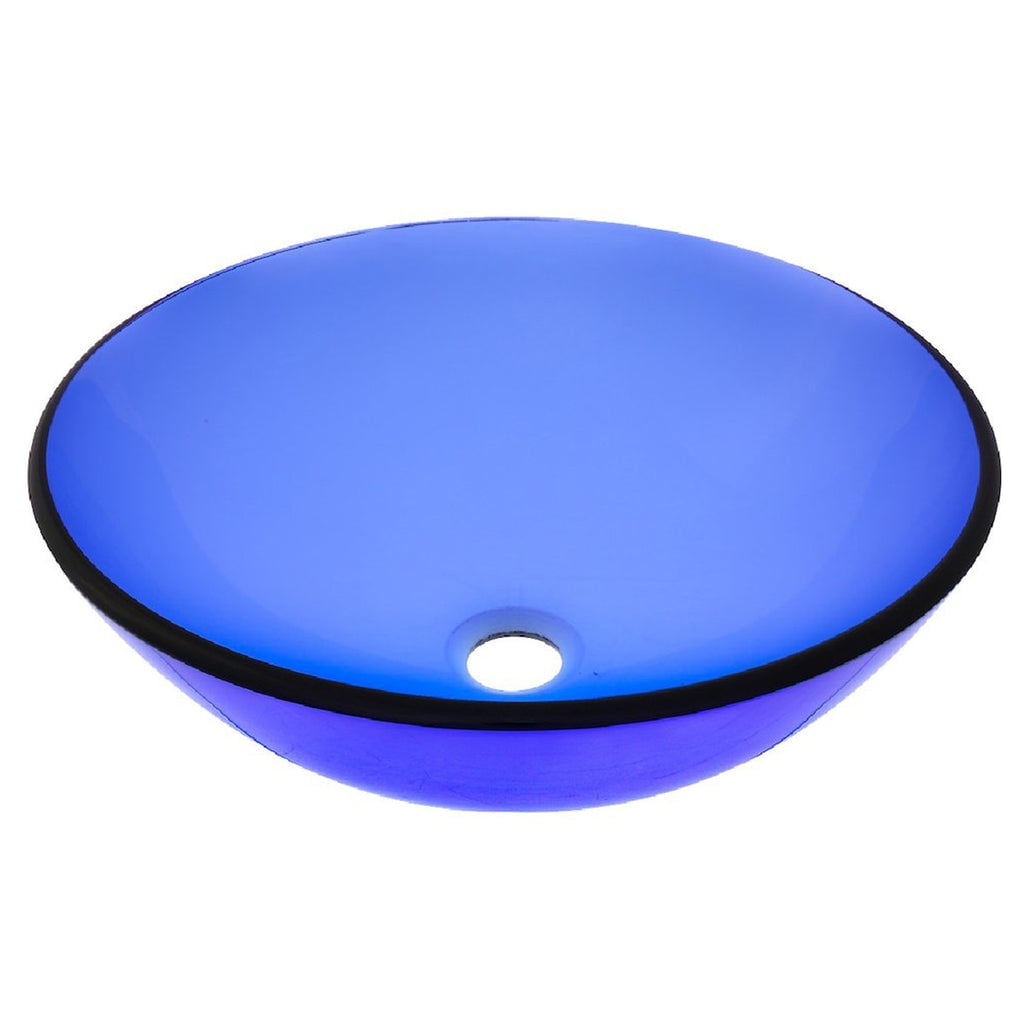 Novatto 16.5'' Blue Tempered Glass Circular Vessel Sink