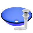 thumbnail image 1 of Novatto TIG-8025BN Blu Clear Blue Round Glass Vessel Bath Sink with Brushed Nickel Pop-Up Drain, Mounting Ring, 1 of 4