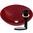 thumbnail image 1 of Novatto TIG-8305MB ROSSO Double Layer Solid Red Glass Vessel Bathroom Sink Set, Matte Black, 1 of 4