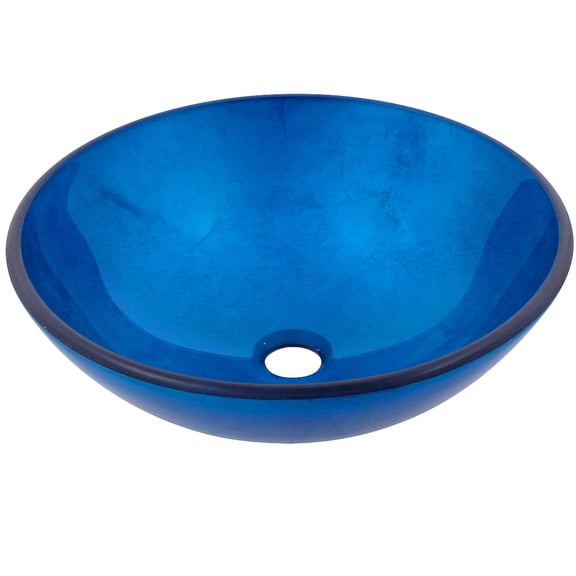 Novatto TIG-S132 Verdazzurro Fluorescent Blue Foil Painted Glass Vessel Bath Sink, 16.5-Inch Diameter