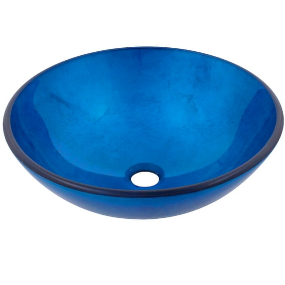 Novatto TIG-S132 Verdazzurro Fluorescent Blue Foil Painted Glass Vessel Bath Sink, 16.5-Inch Diameter