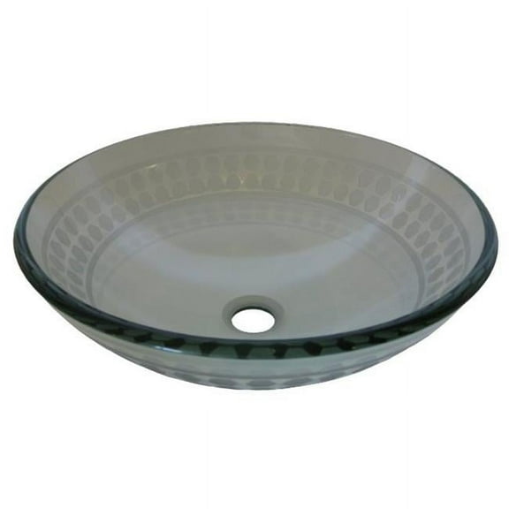 Novatto TIS-158 IMPONEREN Clear Round Glass Vessel Sink with Etchings 16.5 Inch Diameter Clear