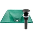 thumbnail image 1 of Novatto TIS-286GORB Sauna Frosted Green Square Glass Vessel Bathroom Sink with Oil Rubbed Bronze Drain, 1 of 3