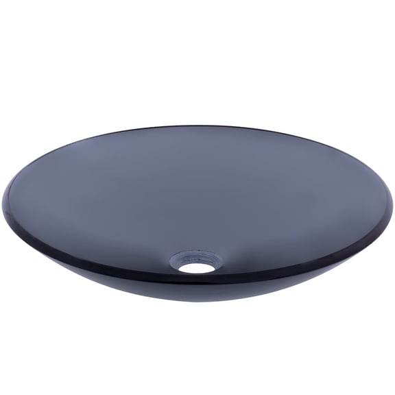 Novatto TIS-316G COETANEO Clear Slate Grey Low Profile Glass Vessel Bathroom Sink, 18 Inch Diameter