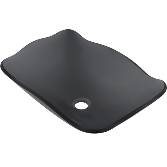 Novatto TIS-317G Rettangolare Scalloped Clear Slate Grey Glass Scalloped Vessel Sink