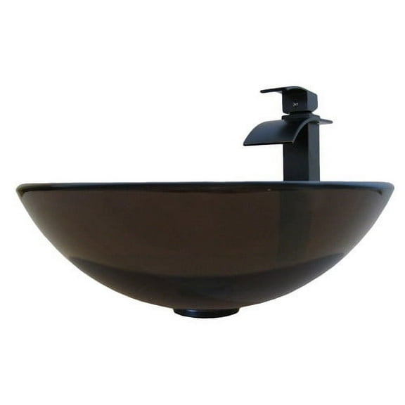 Novatto TY Glass Circular Vessel Bathroom Sink with Faucet