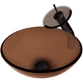 thumbnail image 1 of Novatto Ty NSFC-168T001ORB Clear Brown Tea Glass Vessel Sink w/ Faucet, Drain and Mounting Ring, Oil Rubbed Bronze, 1 of 8