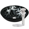 thumbnail image 1 of Novatto NOHP-G012BN TARTARUGA Black and Silver Painted Glass Vessel Sink with Brushed Nickel Pop-Up Drain, Mounting Ring, 1 of 5