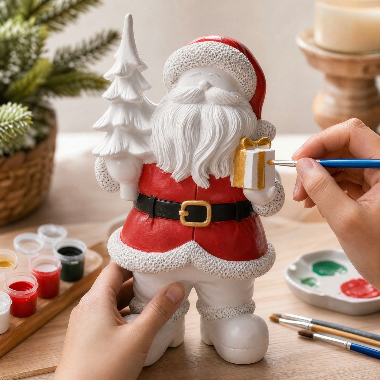 Novavon Unpainted Christmas Gnome Santa Figurine,Blank DIY Paintable ...