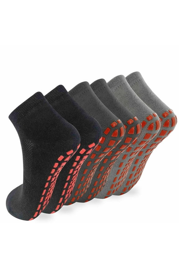 6 Pairs Non Slip Grip Socks Yoga Pilates Hospital Socks Sticky Grippers for Men Women