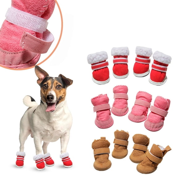 Novazen Dog Boots 4-Pack, Anti- Paw Protectors for Small Dogs, Chihuahua Yorkie Pomeranian Winter Snow Shoes with Rugged Sole (BW1)
