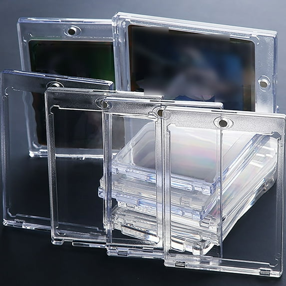 Novazen Card Holder, 75PT Hard Clear Trading Card Protector for Sports Card Baseball Card Standard Card Storage, Golden, 4"x3"x0.31"