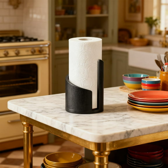Novazen Modern Countertop Paper Towel Holder with Round Base – One-Hand Tear Design, Vertical Paper Roll Dispenser for Kitchen, Bathroom & Dining Table – Stable, Durable & Stylish Home Organizer