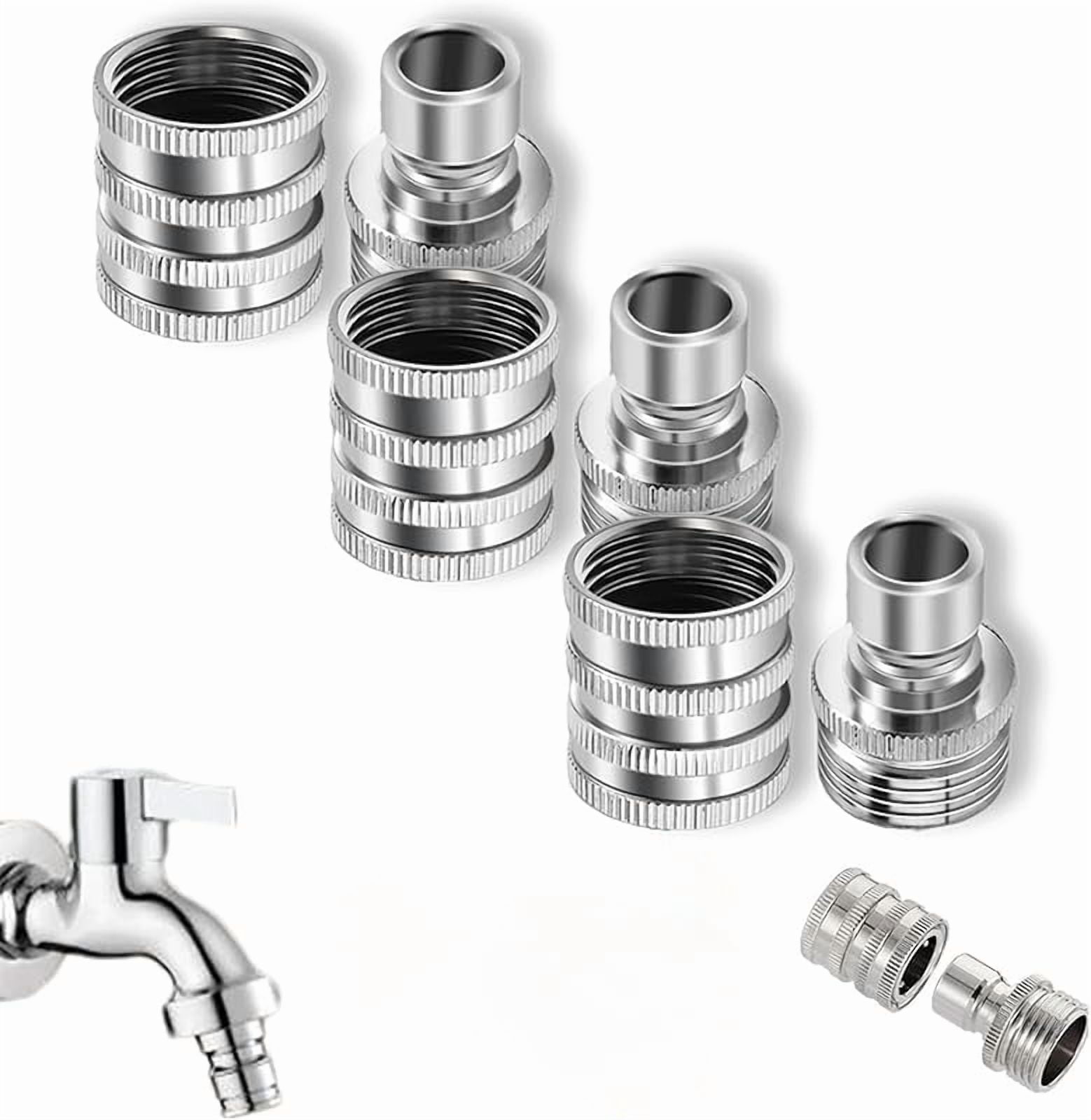 Novealcrbe Stainless Steel Garden Hose Quick Connect Fittings Set, 3/4 Inch Water Hose Quick Connect Fittings, Heavy Duty Quick Release Connector, Universal Fit for Garden Hose & Sprayers (3 Sets)